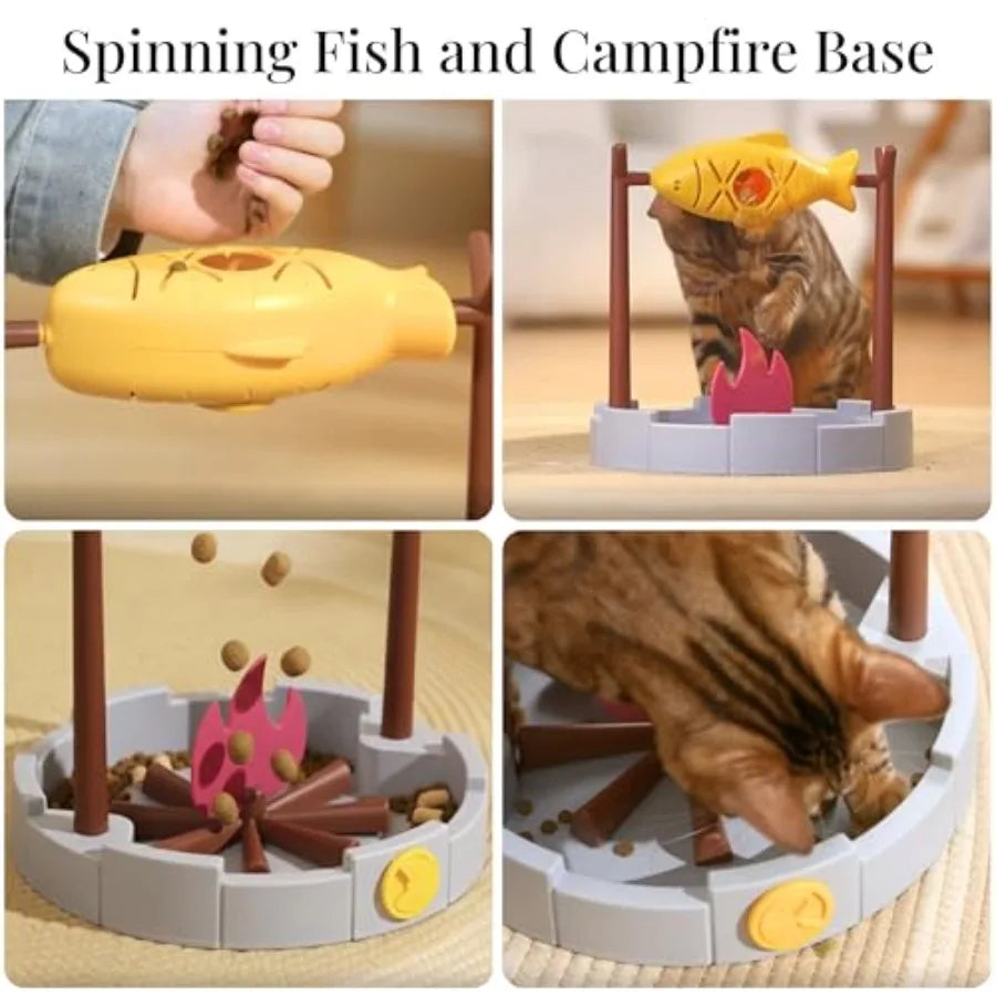 Cat Slow Feeder Treat Dispenser - Interactive Puzzle Toy for Small Pets Kittens Mental Stimulation Dry Food Dispensing Cat Toy