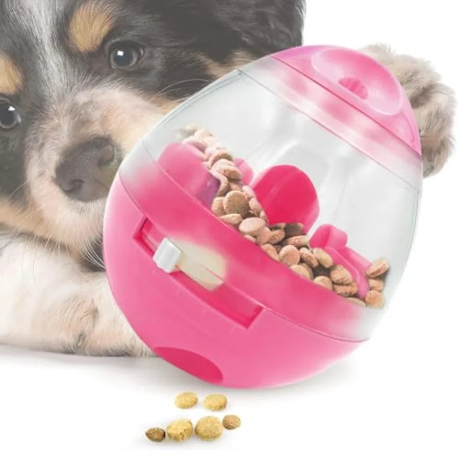 Puppy, Small Dog Breeds, and Cat Treat Ball, Slow Pet Feeder, Boredom Buster, Adjustable Food Dispenser, Ends Naughty Chewing a