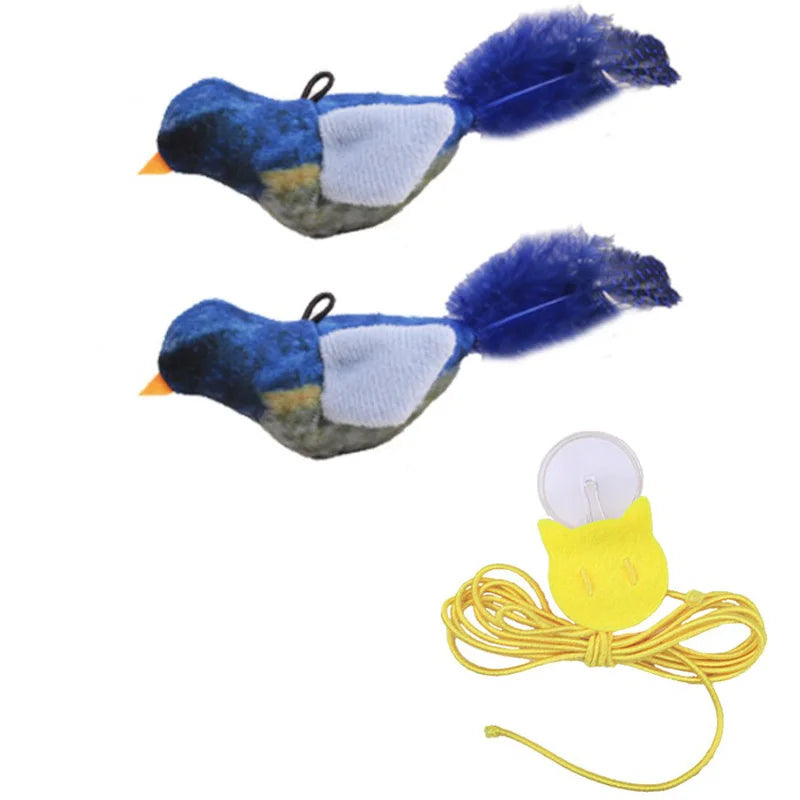 Interactive Touch-Activated Flapping Bird Cat Toy Plush Sparrow Kicking Toy with Realistic Chirping Sound, Suitable for Exercise