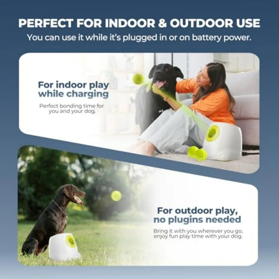 Automatic Dog Ball Launcher, Interactive Fetch Toy for Medium to Large Dogs, Rechargeable Pet Ball Thrower Machine for Outdoor