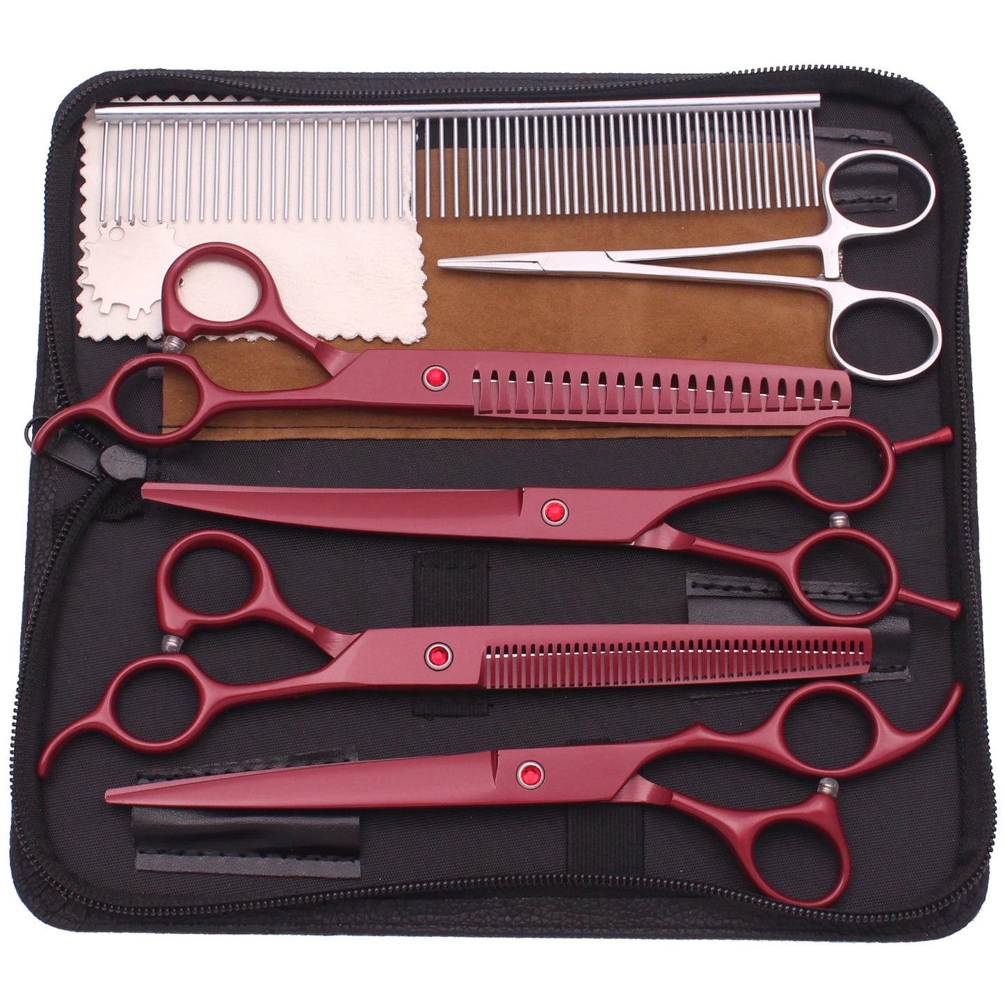 Dog Grooming Scissors Japan Stainless Pet Hairdressing Scissors Gold-Black Chunker Shears Thinner Blue Chunker Curved Shears