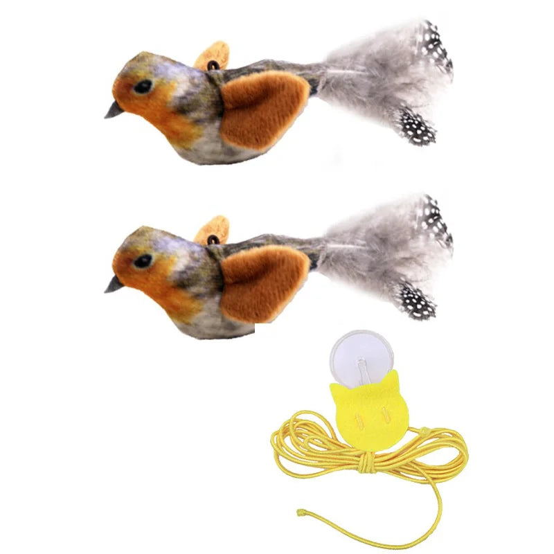 Wall Hanging Sound Sensing Realistic Bird Plush Catnip Toy Interactive Kitten Chasing Teaser Indoor Pet Entertainment Play Accessory