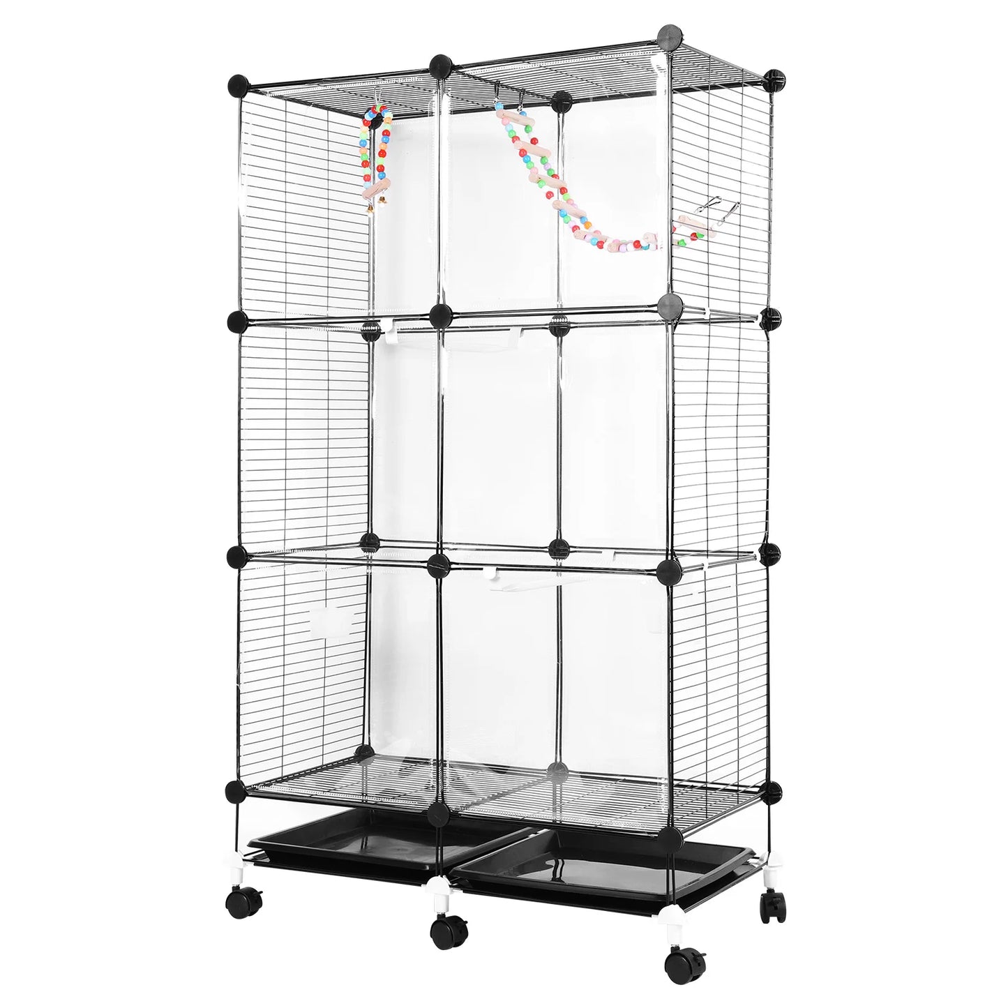 Big Flight Bird Cage Parrot Cage with Rolling Stand & Wheels & Stand Tray Swing Ladder Wide Birdcage for Cockatiels Conure