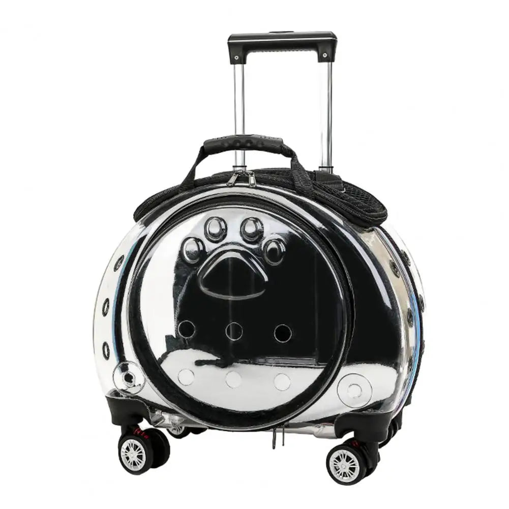 Pet Trolley Case Clear Ventilation Holes Silent Wheels Convenient Portable Cats Dogs Backpack