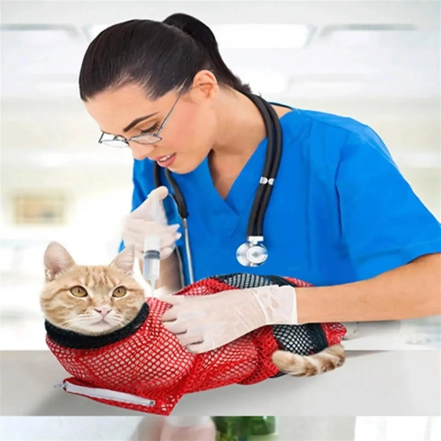 Cat Bathing Mesh Bag Anti Scratch Anti Bite Soft Durable for Cats & Dogs Restraint Grooming Nail Trimming Washing