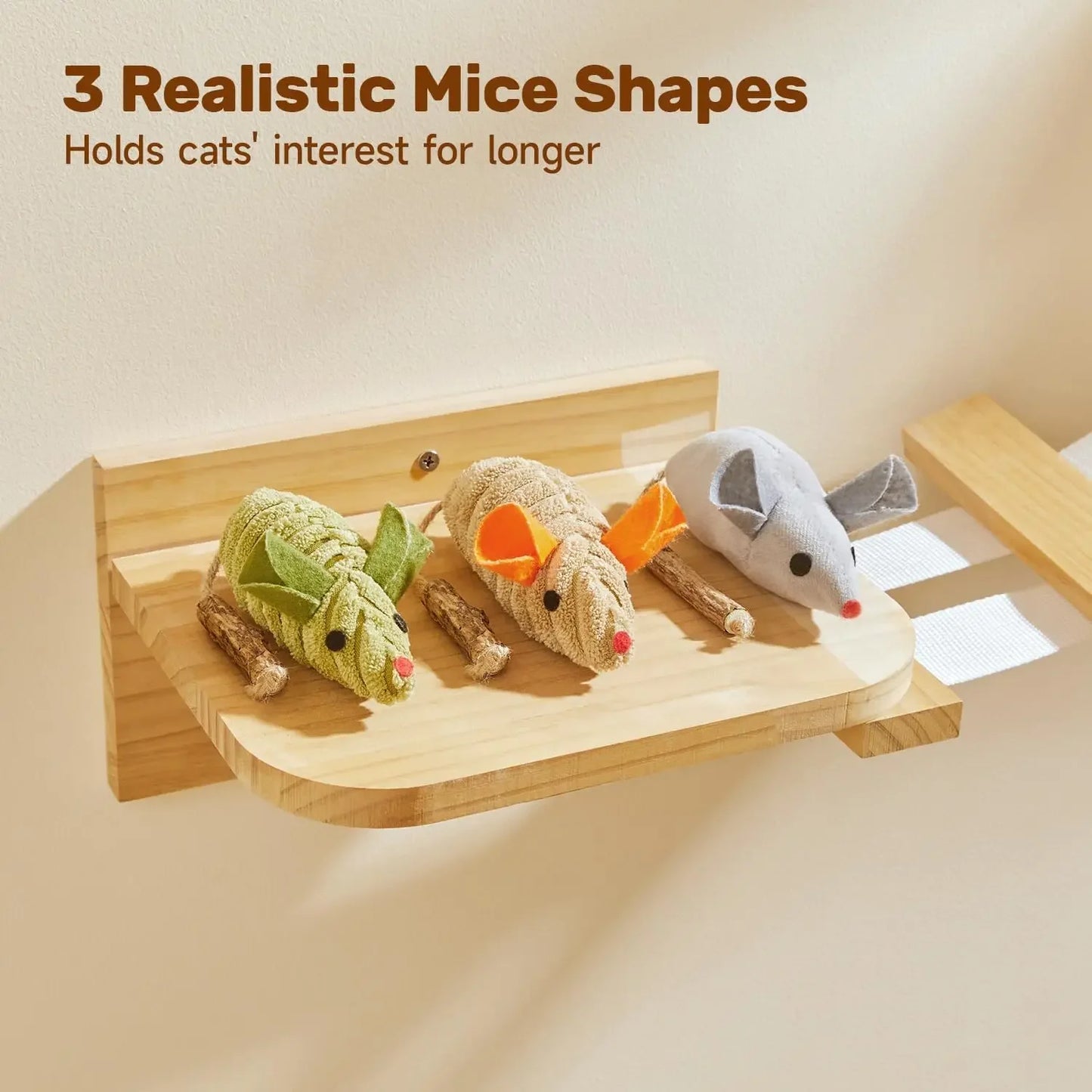3pcs Squeak Mice Cat Toys: Catnip & Silvervine Interactive Play for Indoor Kittens, Dental Chew Exercise Toy
