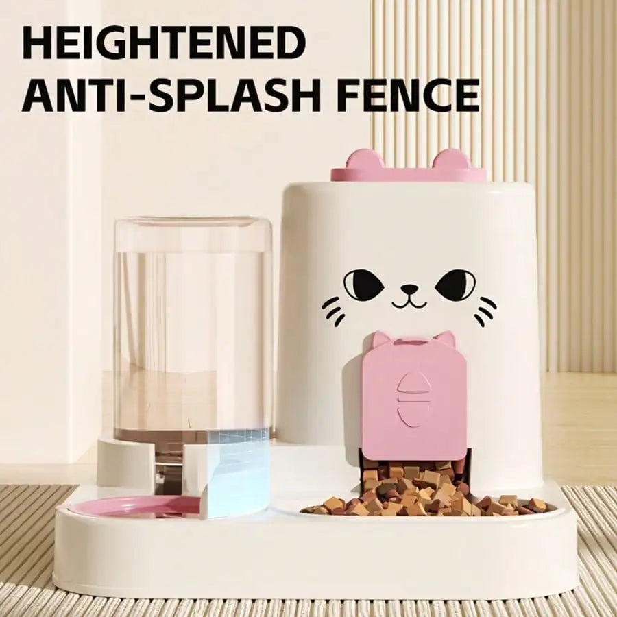 2-In-1 Cat Food And Water Dispenser, All-In-One Fully Automatic Feeder And Water Dispenser, Cute Pet Water Bottle, Durable And Easy To Clean