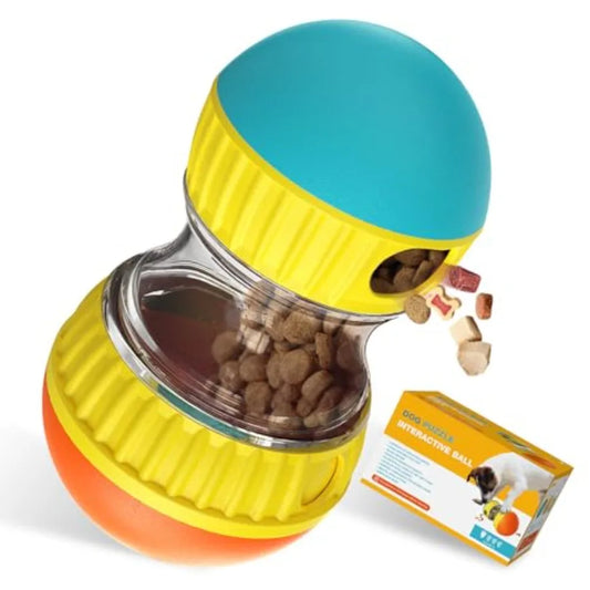 Dog Treat Dispensing Puzzle Toy Adjustable Food Dispenser Slow Feeder Puppy Enrichment Rolling Ball Pet Interactive Chase Toys