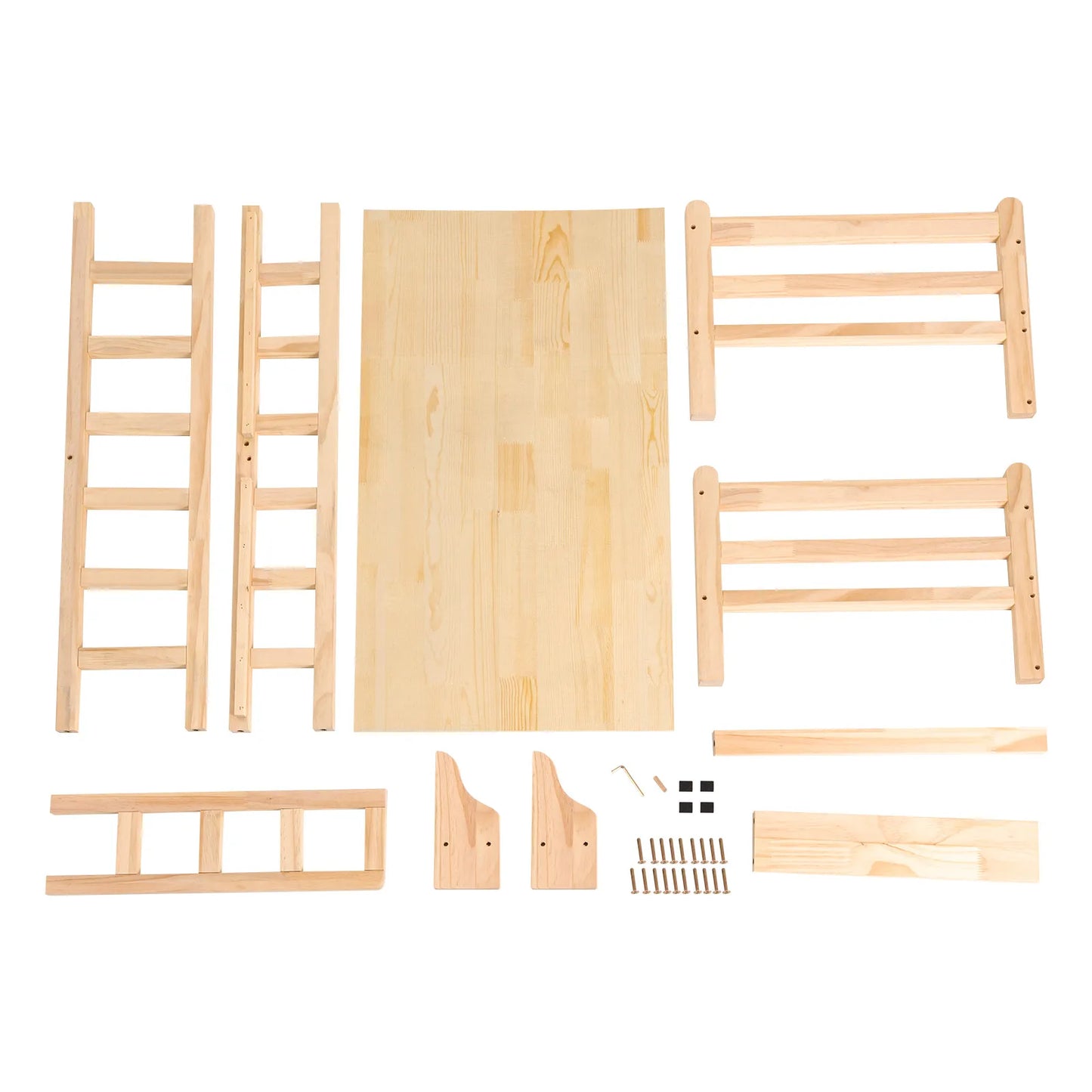 37.8*22in Solid Pine Wood Pet Bed Frame Elevated Fence Dog Cat Bed Comfortable