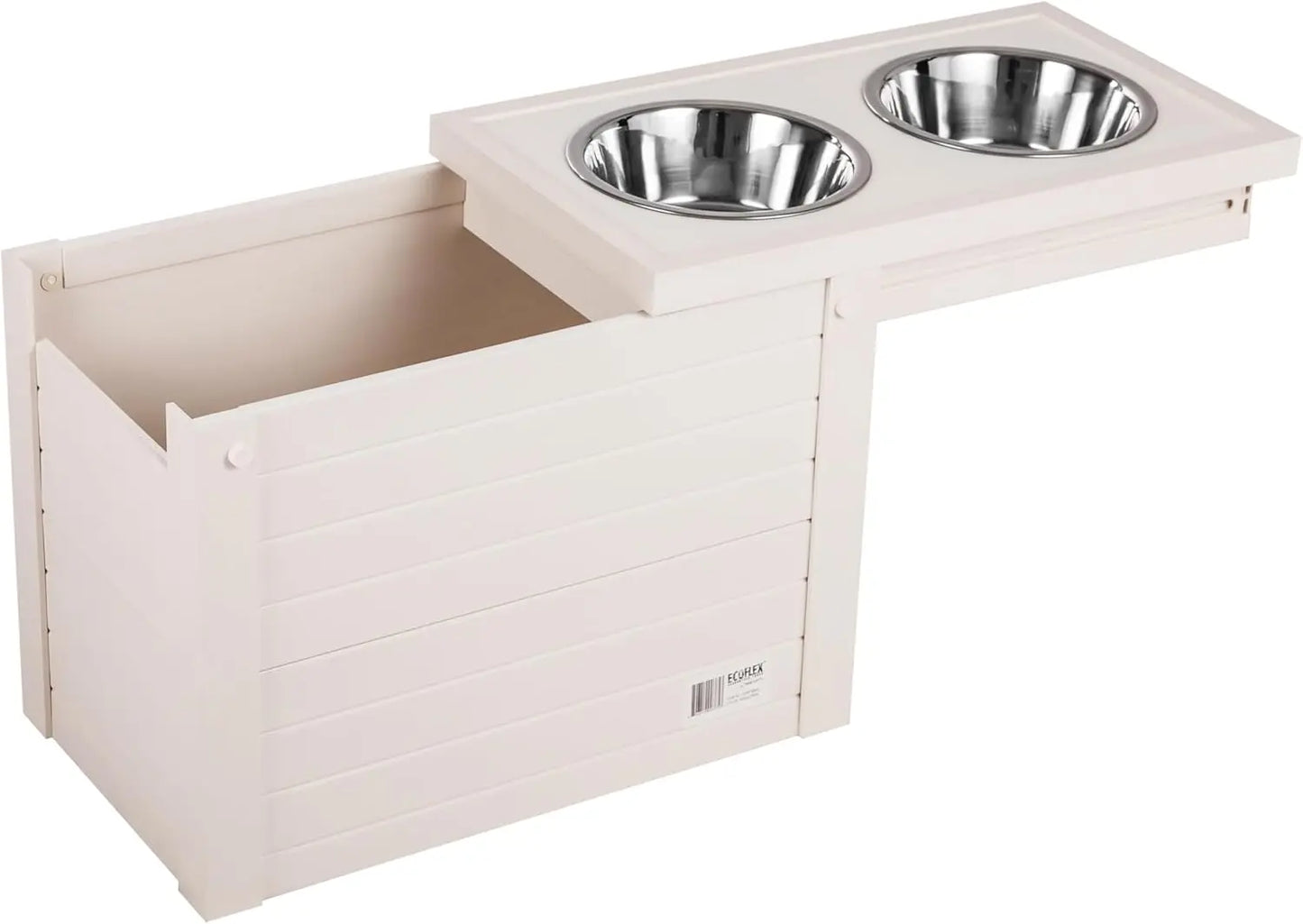 Elevated Dog Feeder with 2 Stainless Steel Bowls and Sliding Lid Storage Bin for Taller Dogs