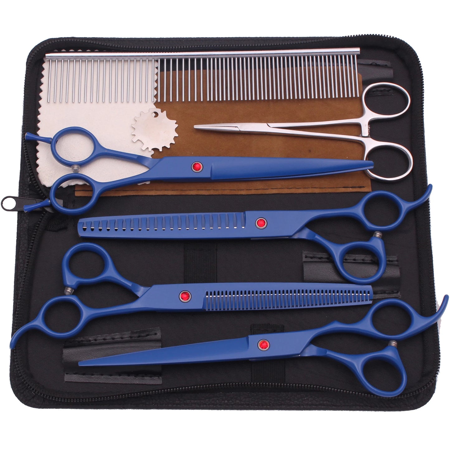Dog Grooming Scissors Japan Stainless Pet Hairdressing Scissors Gold-Black Chunker Shears Thinner Blue Chunker Curved Shears