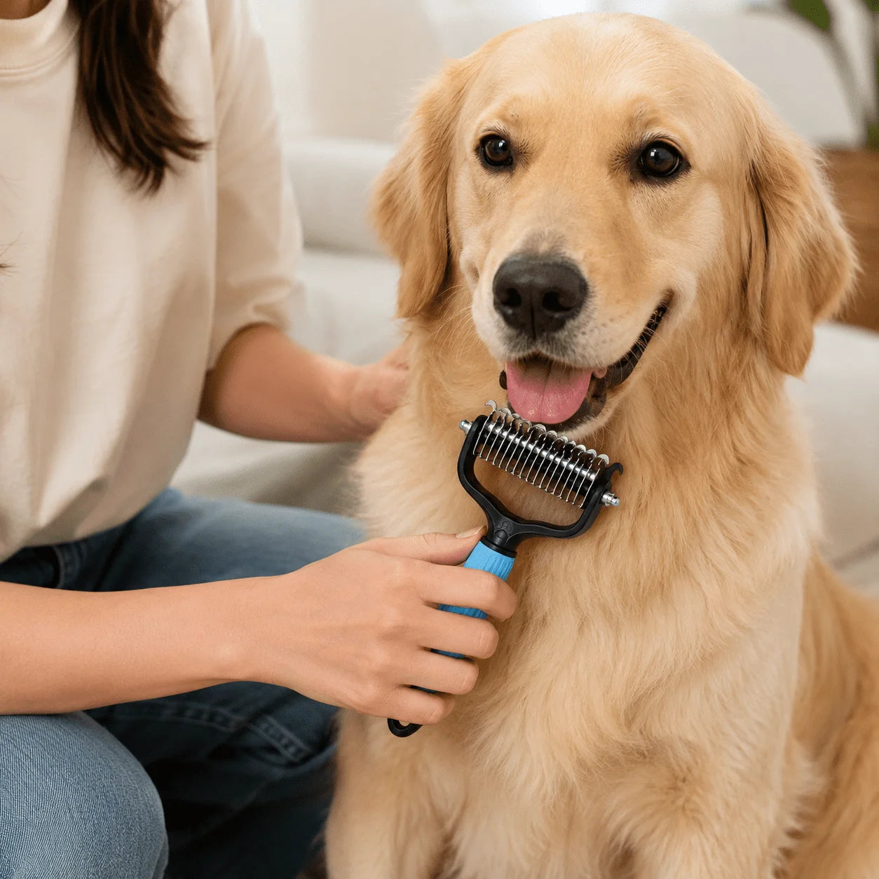 Pet Grooming Tool, Universal Detangling Comb for Dogs, Stainless Steel Double-Sided Design, Effective Shedding Removal & Matted Hair Tamer, Practical Daily Dog Coat Maintenance Supplies.