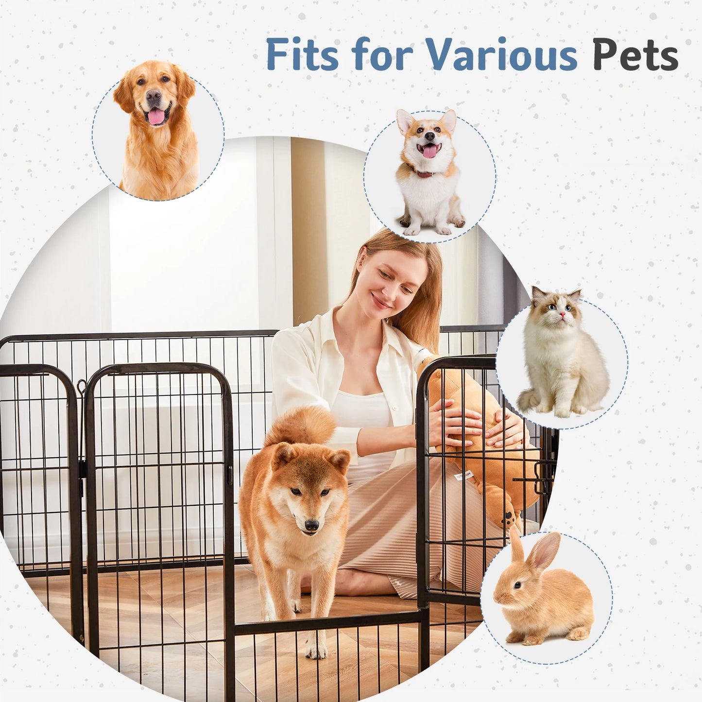 JHK Metal 8 Panels Dog Playpen Pet Fence 24 Inch to 32 Inch Foldable Large Dog Puppy Exercise for Yard Gate Camping Outdoor