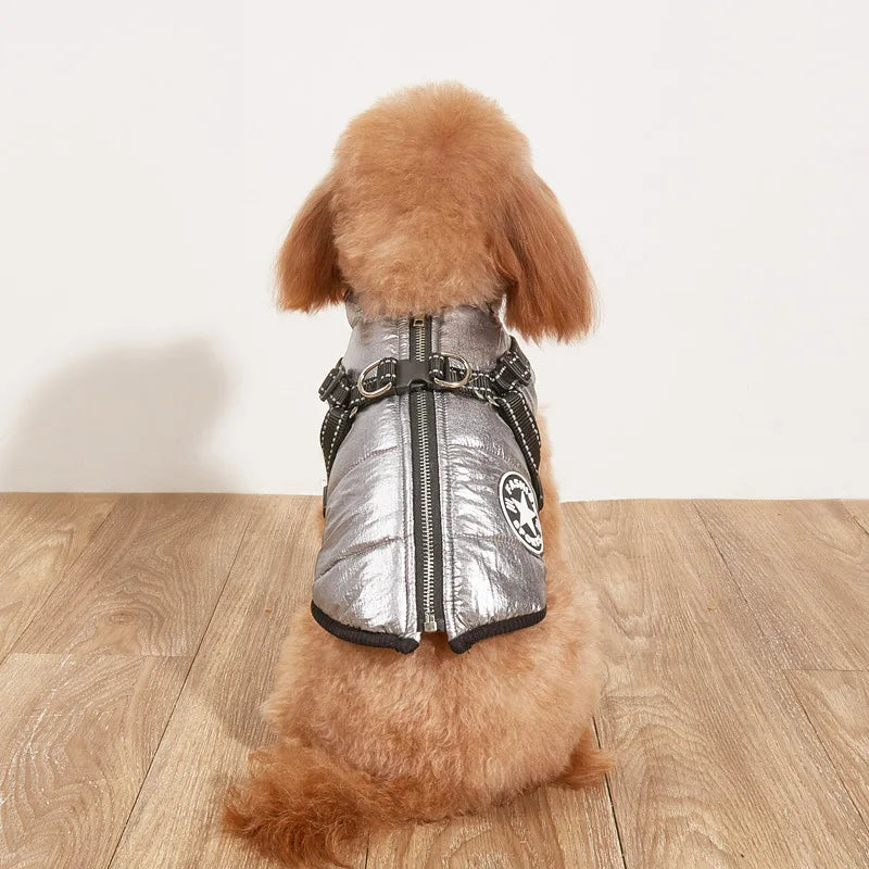 Winter Dog Clothes with Harness Waterproof Warm Pet Dog Cotton Jacket for Small Large Dogs Puppy Clothing French-Bulldog Coat