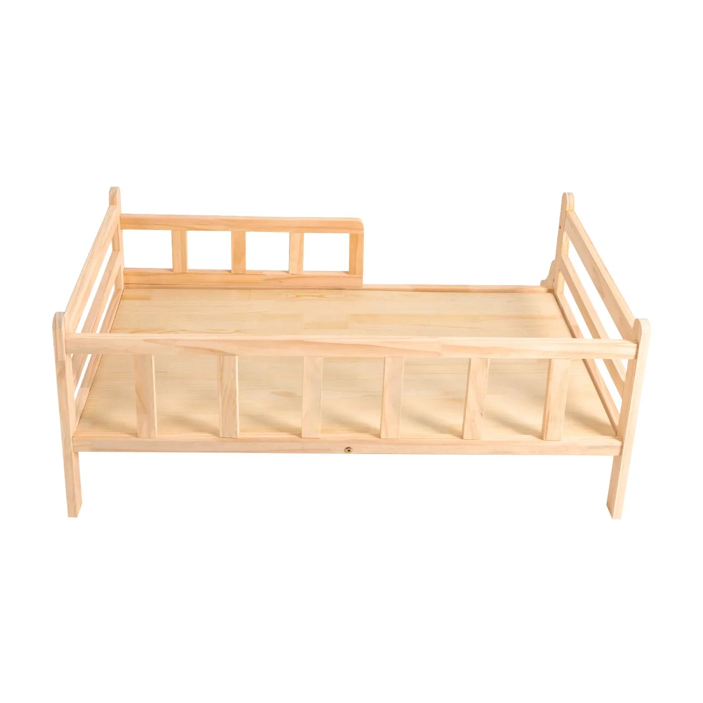 37.8*22in Solid Pine Wood Pet Bed Frame Elevated Fence Dog Cat Bed Comfortable