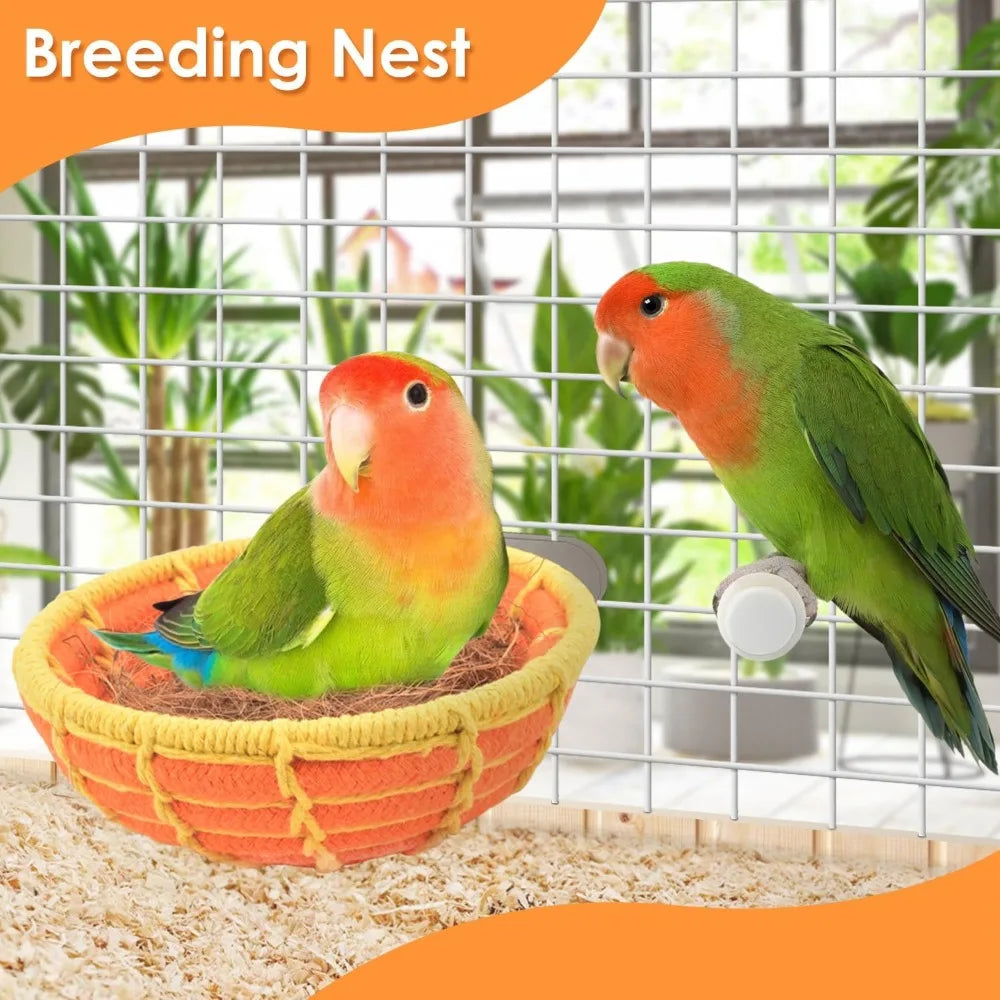 Natural Coconut Fiber Bird Nest Bed for Breeding Parakeet Cockatiel Conure Lovebird Canary Finch Small Parrot Pet House