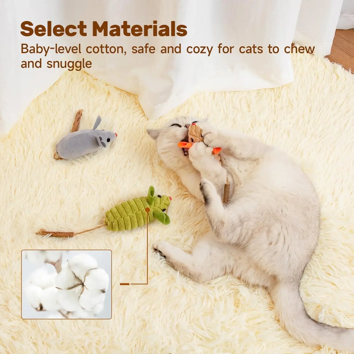 3pcs Squeak Mice Cat Toys: Catnip & Silvervine Interactive Play for Indoor Kittens, Dental Chew Exercise Toy