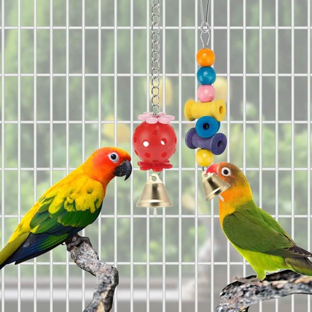 11 PCS Bird Toys for Parakeets, Wood Parrots Budgie Cage Accessories,Bird Perch Swings for Small Conure Cockatiel Toys
