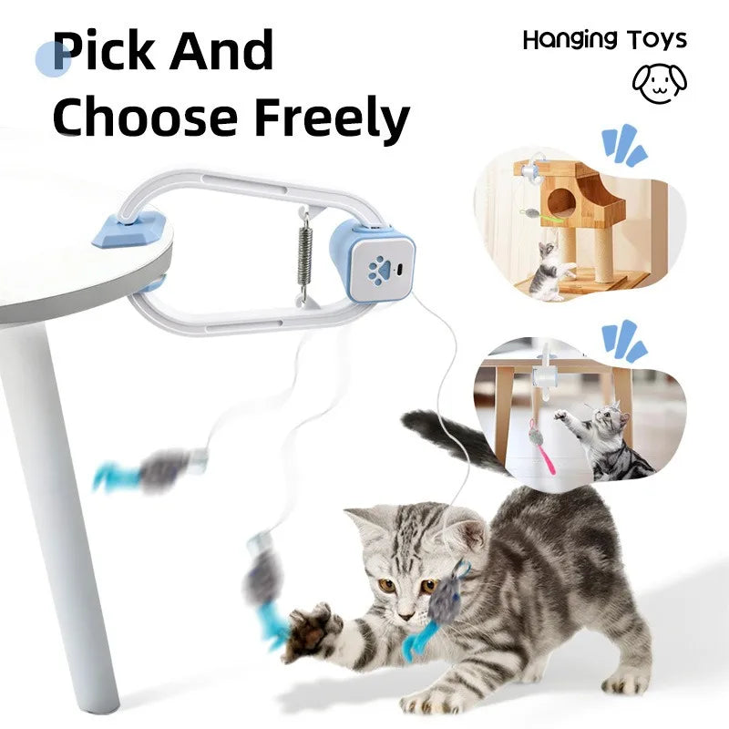 Self-Playing Cat Toy， Automatic Retractable Door Hanging Teaser for Indoor Cats， Boredom Buster Exercise Toy