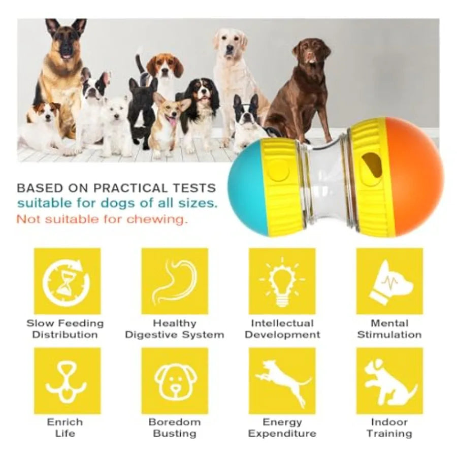 Dog Treat Dispensing Puzzle Toy Adjustable Food Dispenser Slow Feeder Puppy Enrichment Rolling Ball Pet Interactive Chase Toys