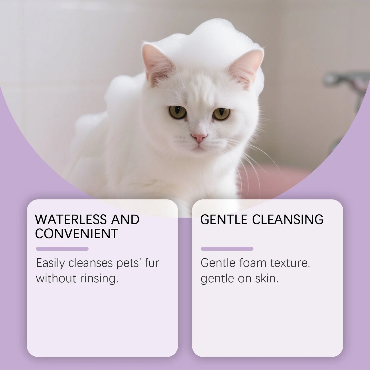 Pet No-Rinse Facial Cleansing Mousse, Cat And Dog Body Hair Deodorizing, Clean And Convenient No-Rinse Foam Mousse