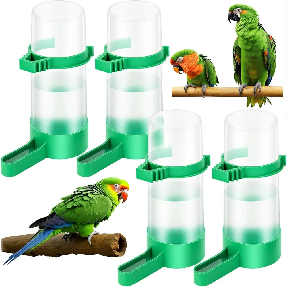 4 Pieces Plastic Bird Water Feeder Drinker Clip for Parrots Budgie Cockatiel Lovebirds Cage
