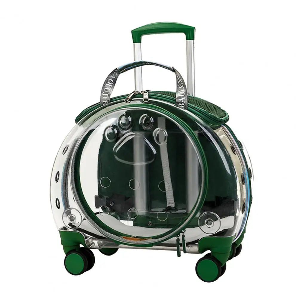 Pet Trolley Case Clear Ventilation Holes Silent Wheels Convenient Portable Cats Dogs Backpack