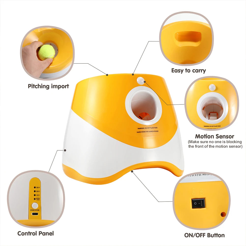 Automatic Mini Tennis Ball Launcher Dog Chase Toy Fun Ball Thrower Machine Dogs Throwing Pinball Machine Interactive Toy for Dog