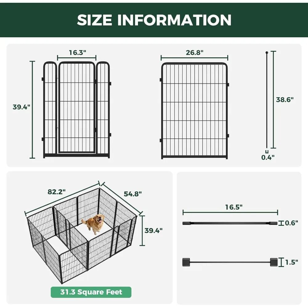 Homeplus Unleashed Indoor Dog Playpen - Stress-Free and Safe Play, Heavy Duty 40 Inch 12 Panels with Connectors，Customized