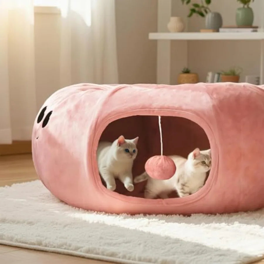 Cat Tunnel Bed with 20 Cat Toys Collapsible Play Tunnel for Indoor Cats Kitten Toys for Indoor Kittens Octopus Shaped