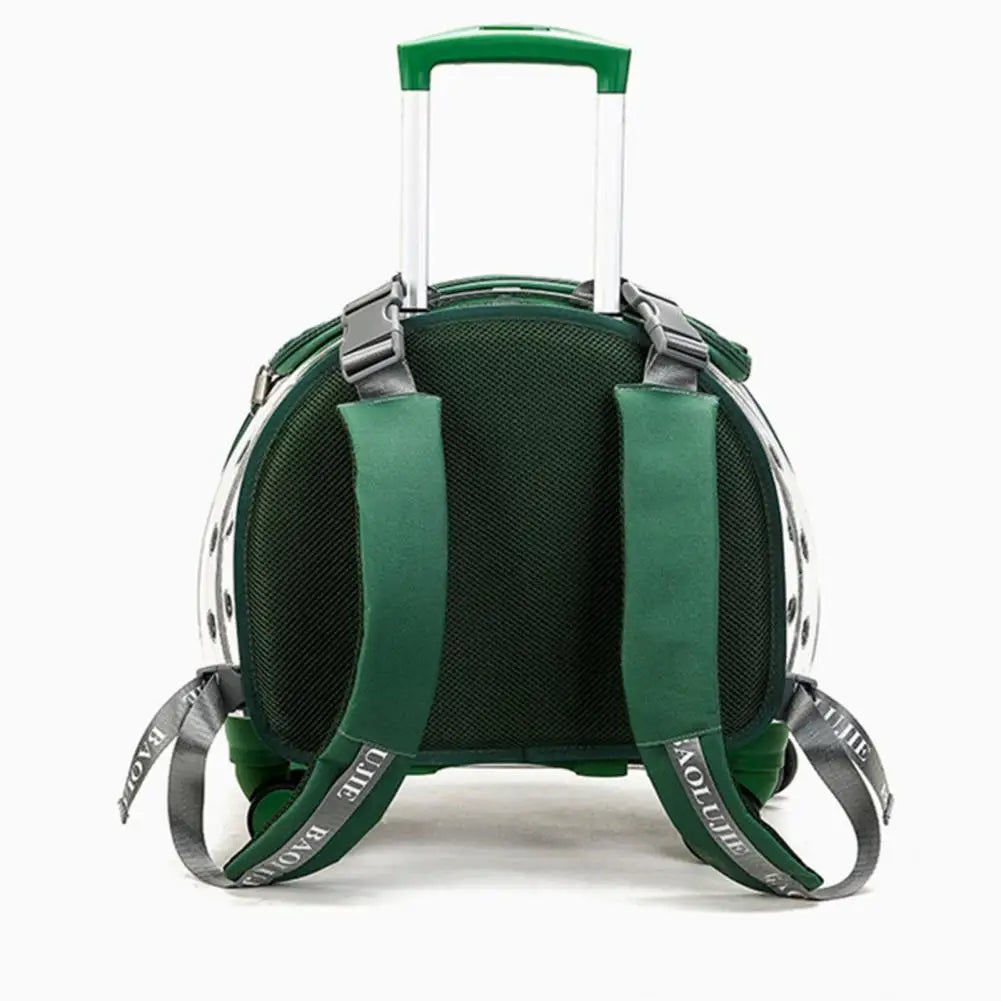Pet Trolley Case Clear Ventilation Holes Silent Wheels Convenient Portable Cats Dogs Backpack