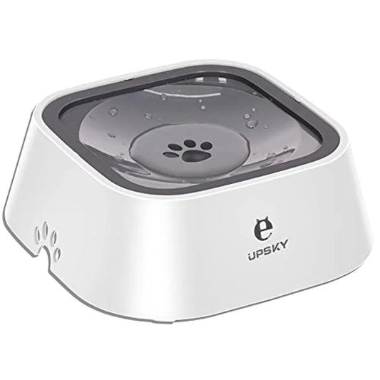 Spill Pet Water Bowl Slow Water Feeder 35oz Feeder Bowl for Dogs and Cats Stainless Steel Gray Leak-Proof Design