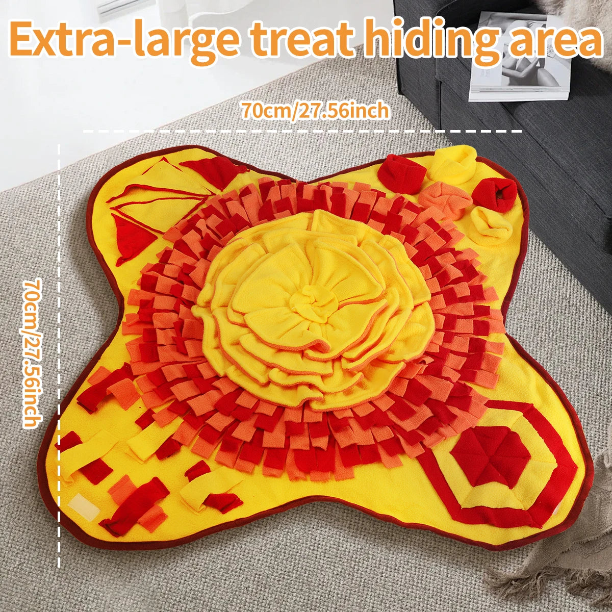 Pet sniffing mat - Dog intelligence food hiding and slow eating training mat - Washable, resistant to chewing, tear-resistant household sniffing blanket - Cat and dog stress-relieving interactive toy - Energy-consuming pet fo
