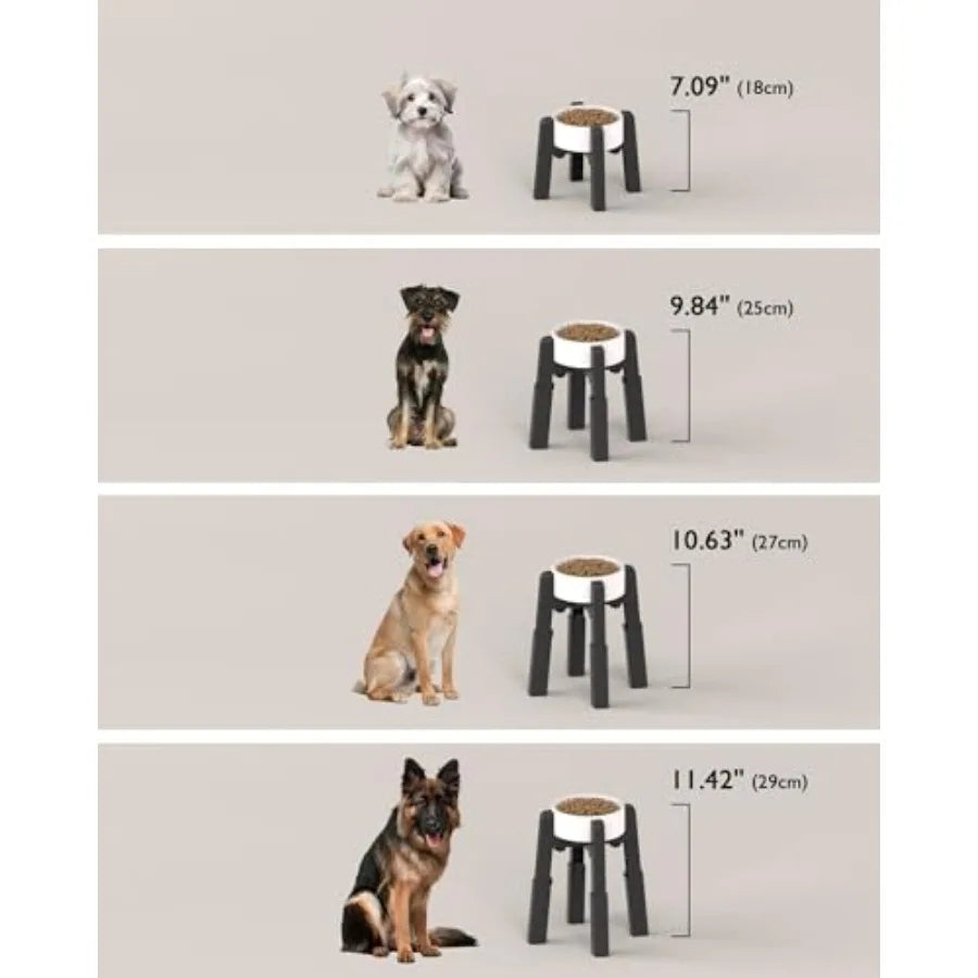 Dog Bowl Stand with Adjustable Hght and Width [2 Pack Stand Only] Elevated Pet Water Food Feeder for Medium and Large Pets Stab