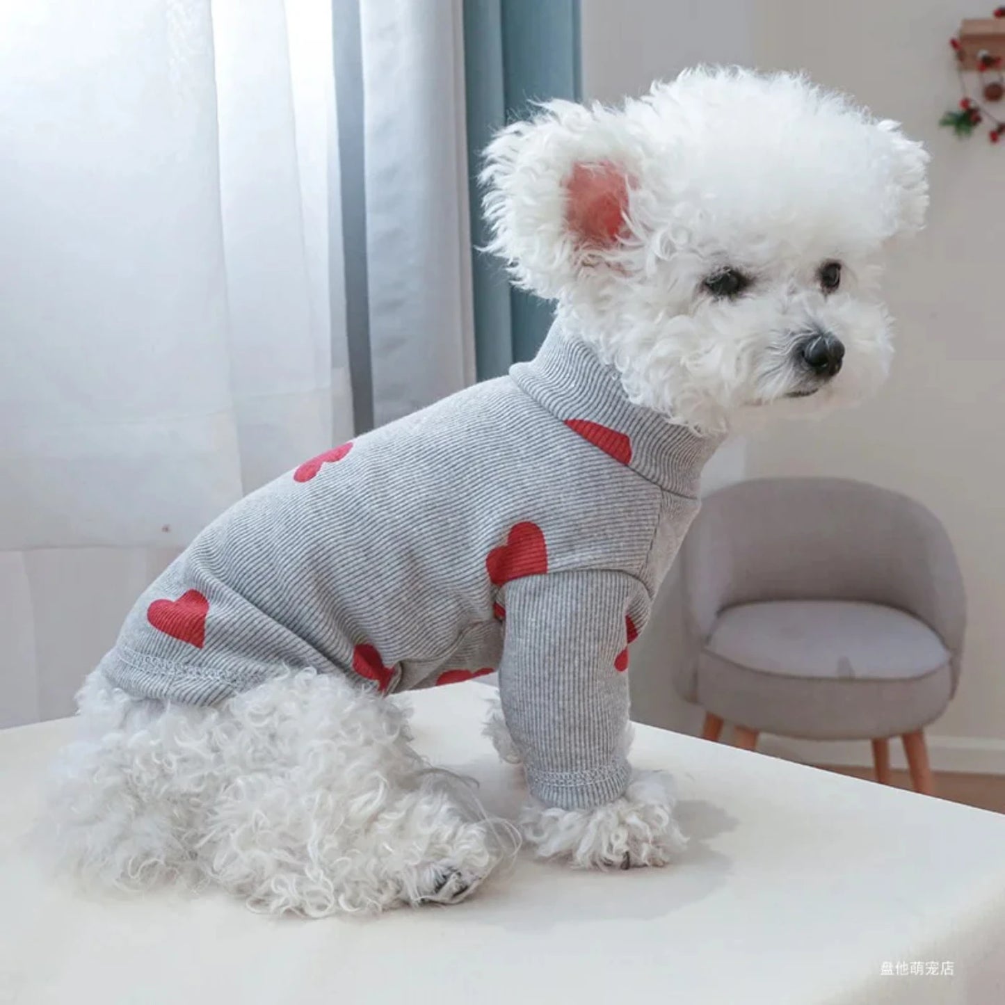 Dog Puppy Clothes Shirt Fit Small Dog Pet Cat All seasons Love printed Valentine's Day bottom shirt
