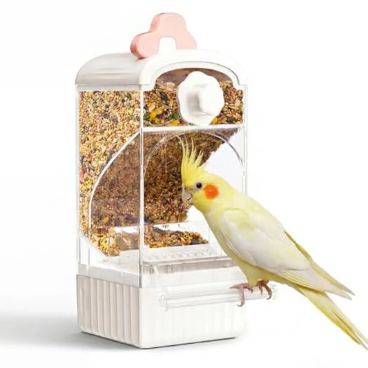 80% bird keepers switch to this automatic cage bird feeder! Anti-spill, no cleaning needed, large capacity pull-out grain storage, universal for parakeets, no installation required