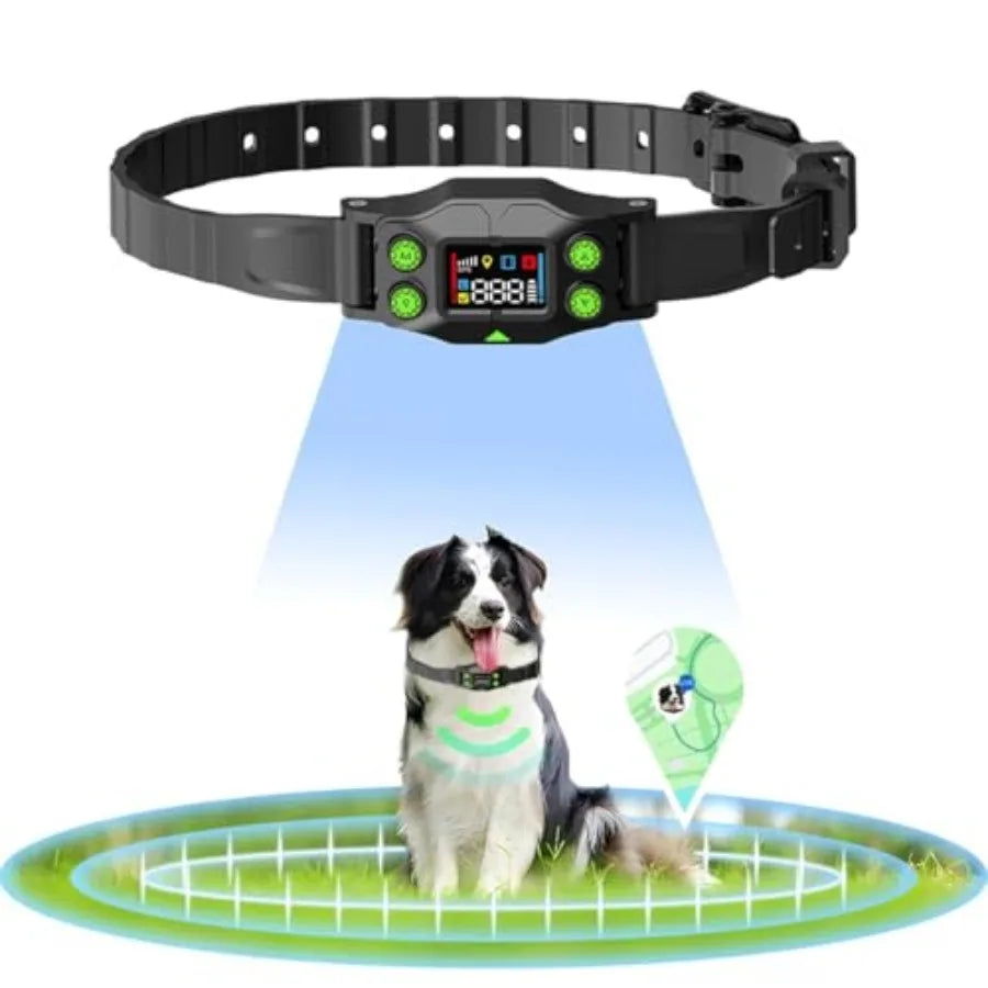 GPS Wireless Dog Fence, Rechargeable Electric Dog Collar with 3 Training Modes, Radius 25-999 Yards, IPX7 Waterproof Invisible