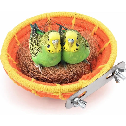 Natural Coconut Fiber Bird Nest Bed for Breeding Parakeet Cockatiel Conure Lovebird Canary Finch Small Parrot Pet House
