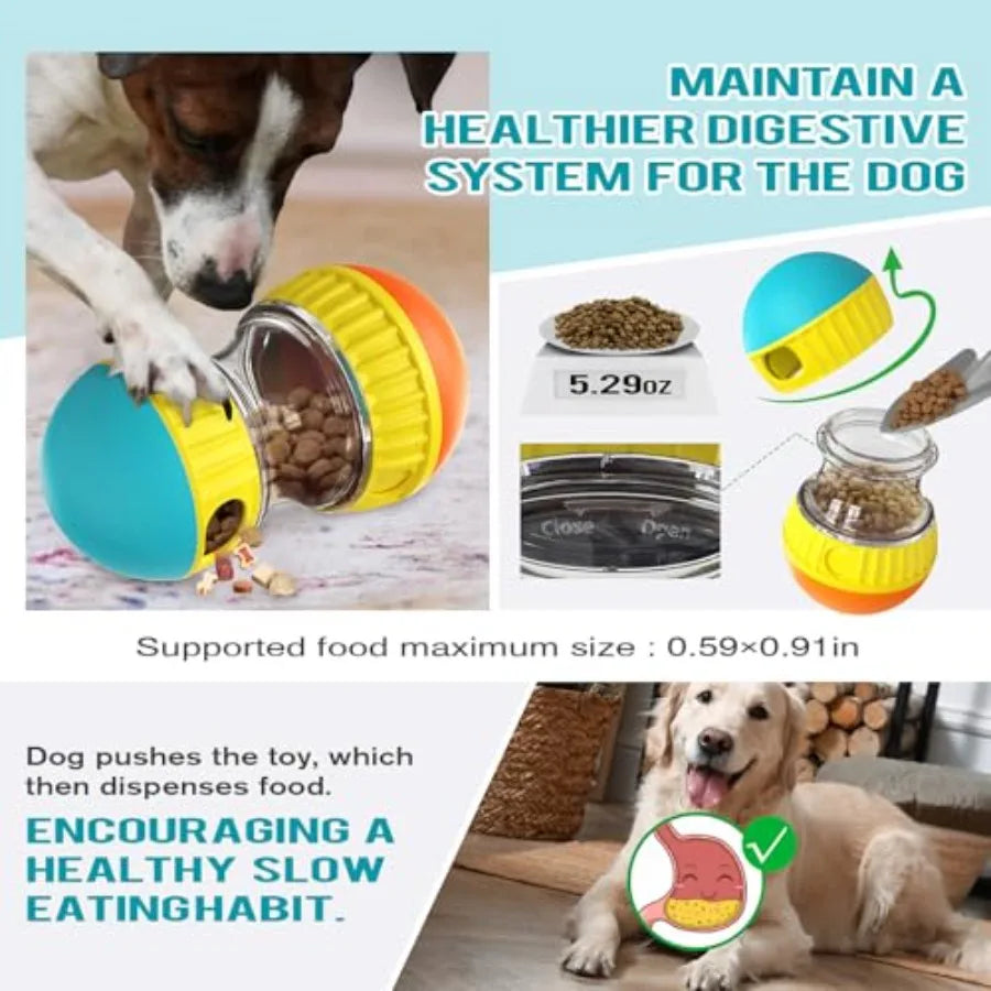Dog Treat Dispensing Puzzle Toy Adjustable Food Dispenser Slow Feeder Puppy Enrichment Rolling Ball Pet Interactive Chase Toys