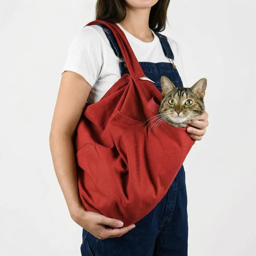 Extra Large Red Soft Pet Carrier for Nail Trimming, Vet Visits, Medication, Dental Care, and Travel