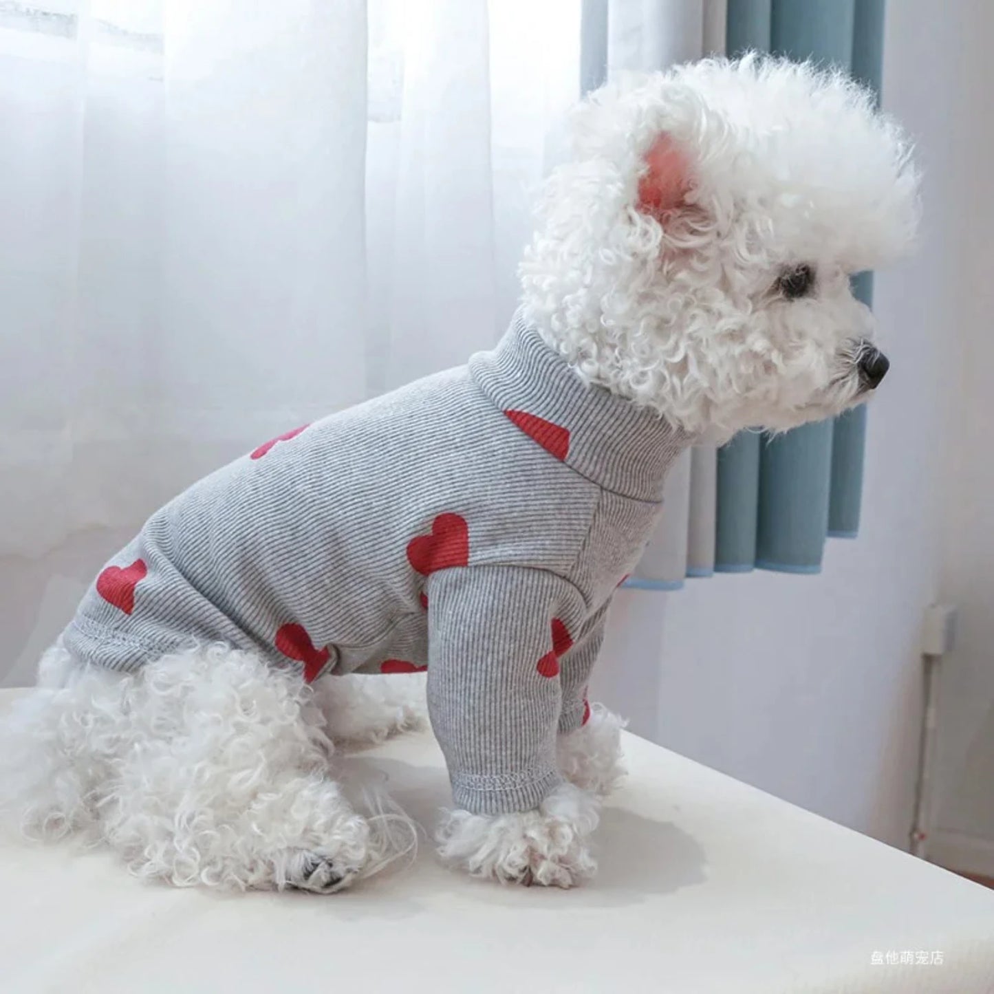 Dog Puppy Clothes Shirt Fit Small Dog Pet Cat All seasons Love printed Valentine's Day bottom shirt
