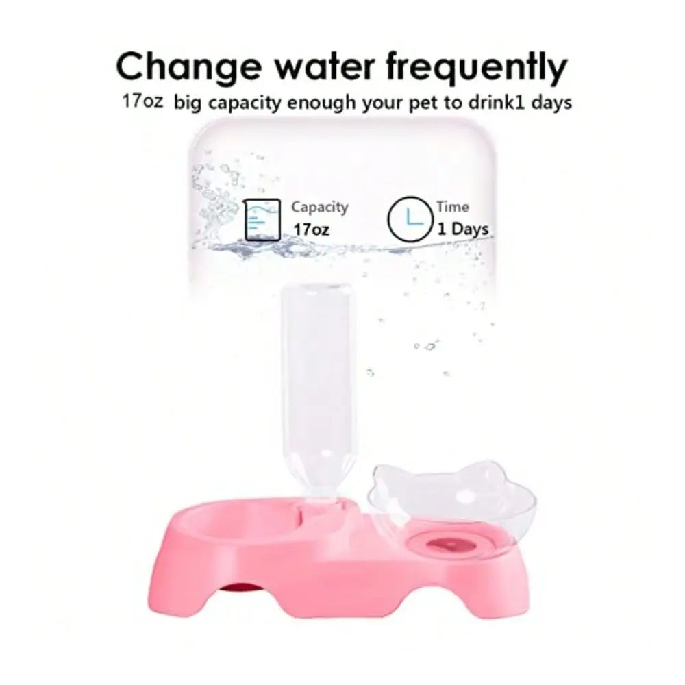 Dog Cat Bowls Pets Water And Food Bowl Set 15Tilted Water And Food Bowl Set With Automatic Waterer Bottle For Small Or Medium S