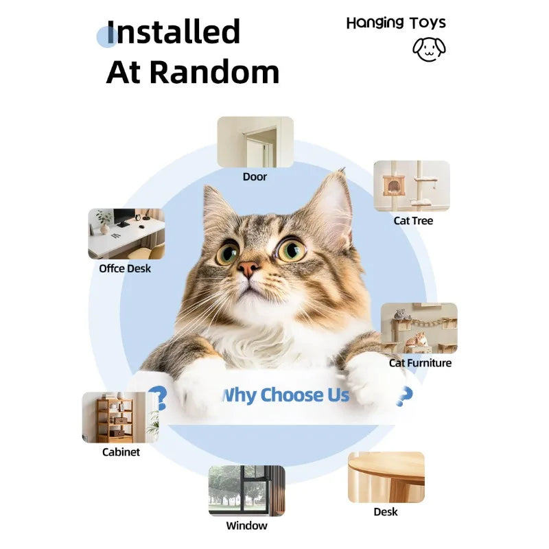 Self-Playing Cat Toy， Automatic Retractable Door Hanging Teaser for Indoor Cats， Boredom Buster Exercise Toy