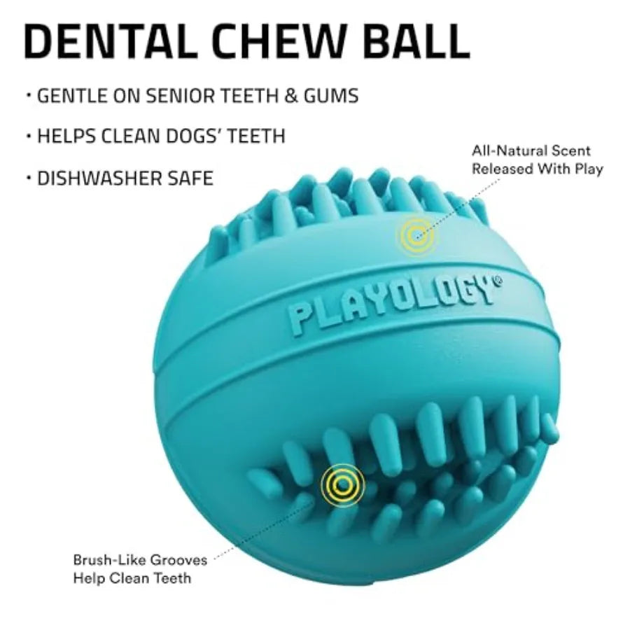 Dental Bundle for Senior Dogs Jumbo Peanut Butter Chew Stick and Pork Sausage Chew Ball Gentle on Gums and Made from Non Toxic