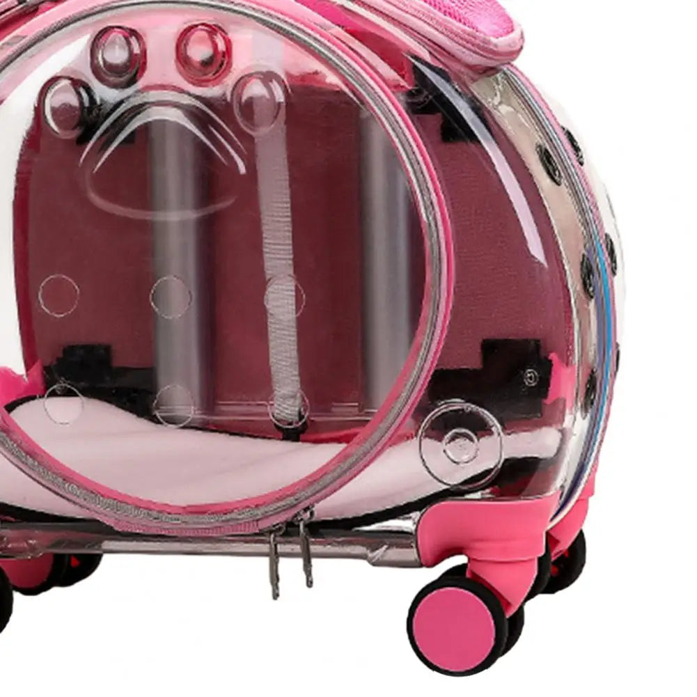 Pet Trolley Case Clear Ventilation Holes Silent Wheels Convenient Portable Cats Dogs Backpack