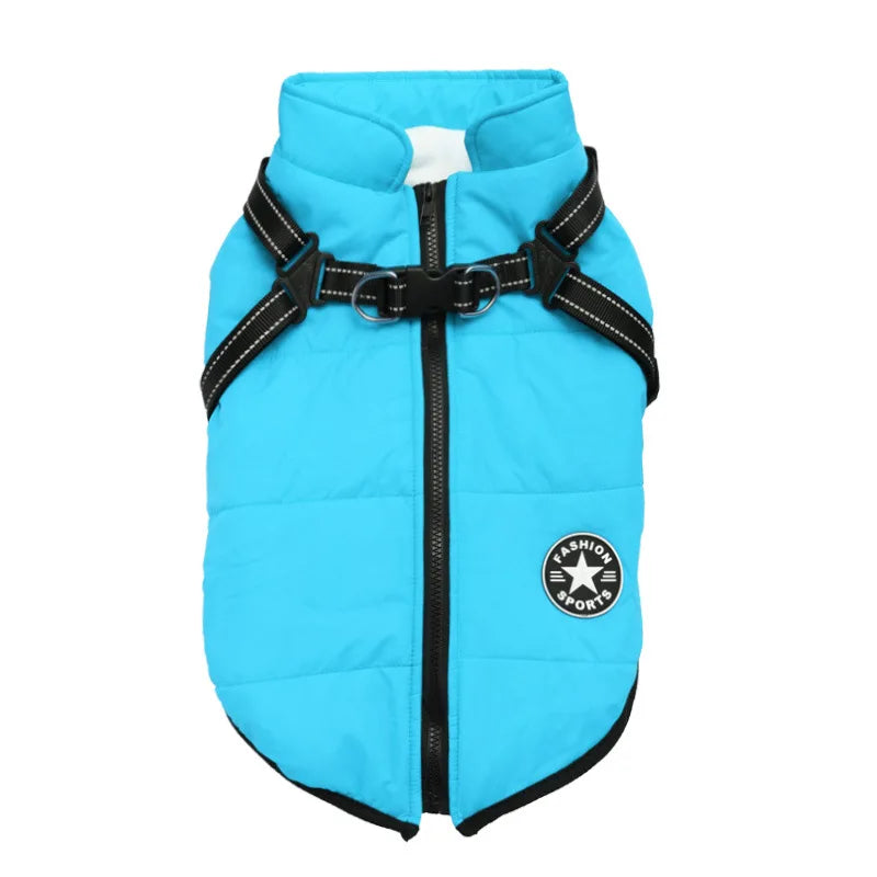 Winter Dog Clothes with Harness Waterproof Warm Pet Dog Cotton Jacket for Small Large Dogs Puppy Clothing French-Bulldog Coat