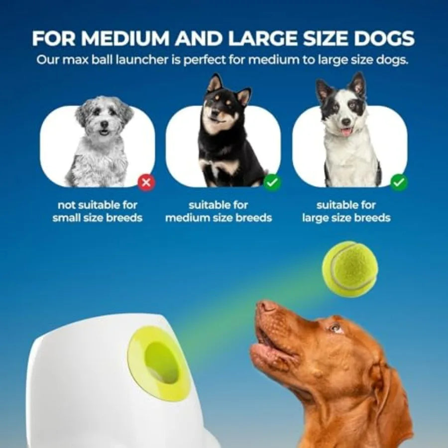 Automatic Dog Ball Launcher, Interactive Fetch Toy for Medium to Large Dogs, Rechargeable Pet Ball Thrower Machine for Outdoor