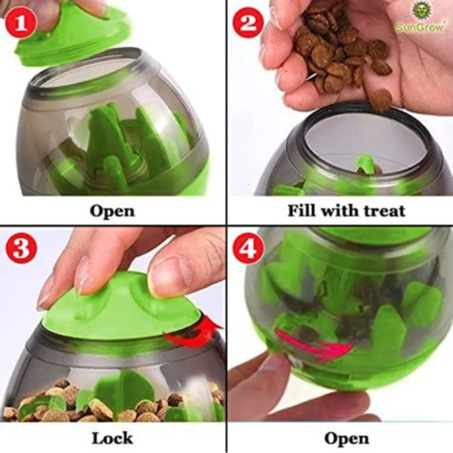 Puppy, Small Dog Breeds, and Cat Treat Ball, Slow Pet Feeder, Boredom Buster, Adjustable Food Dispenser, Ends Naughty Chewing a
