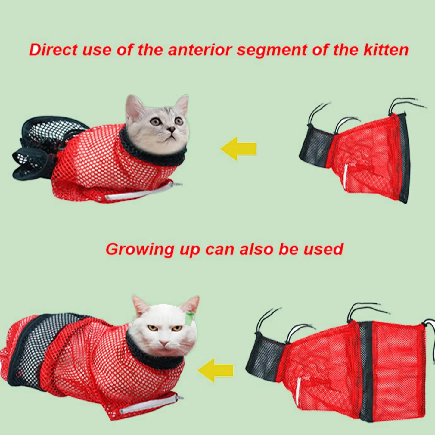 Cat Bathing Mesh Bag Anti Scratch Anti Bite Soft Durable for Cats & Dogs Restraint Grooming Nail Trimming Washing