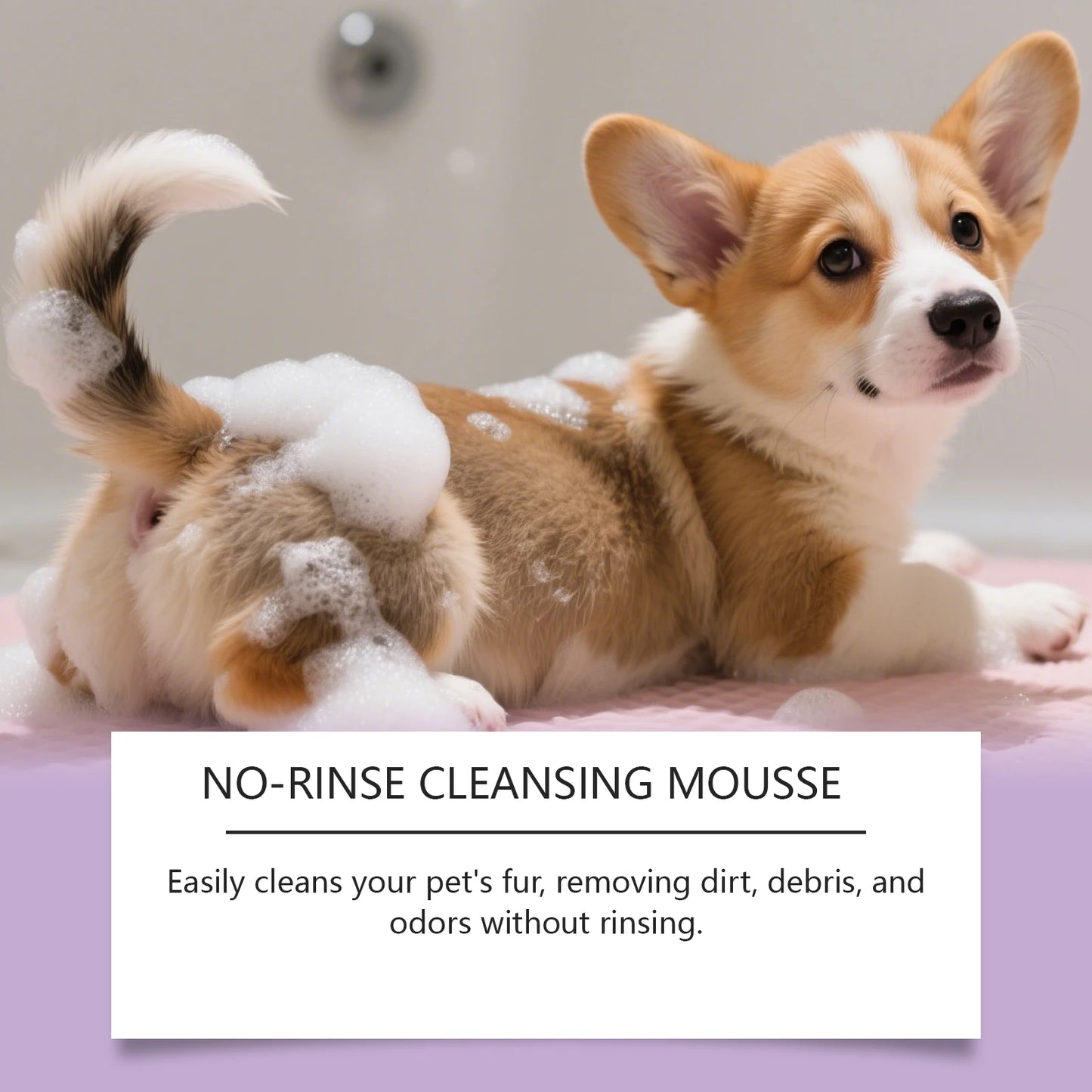 Pet No-Rinse Facial Cleansing Mousse, Cat And Dog Body Hair Deodorizing, Clean And Convenient No-Rinse Foam Mousse